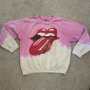 Tie dye Rolling Stones tongue sweatshirt